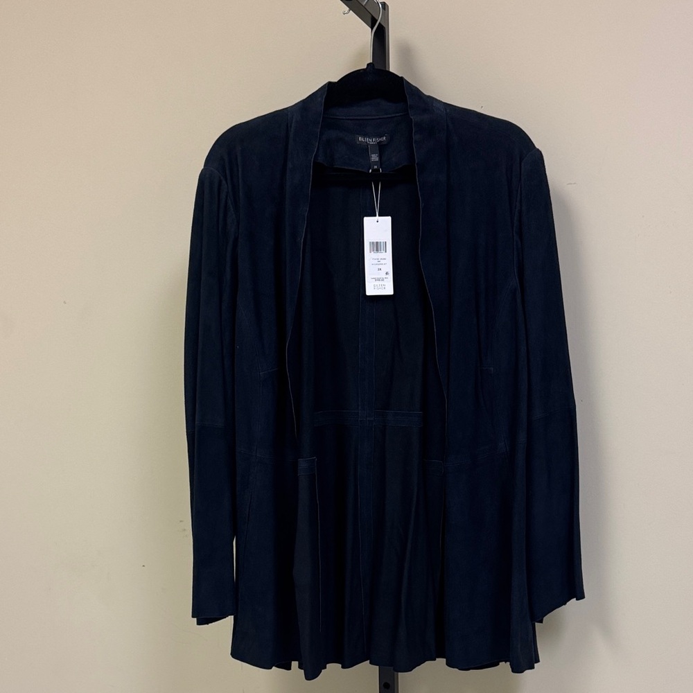 Eileen Fisher Navy Suede Jacket